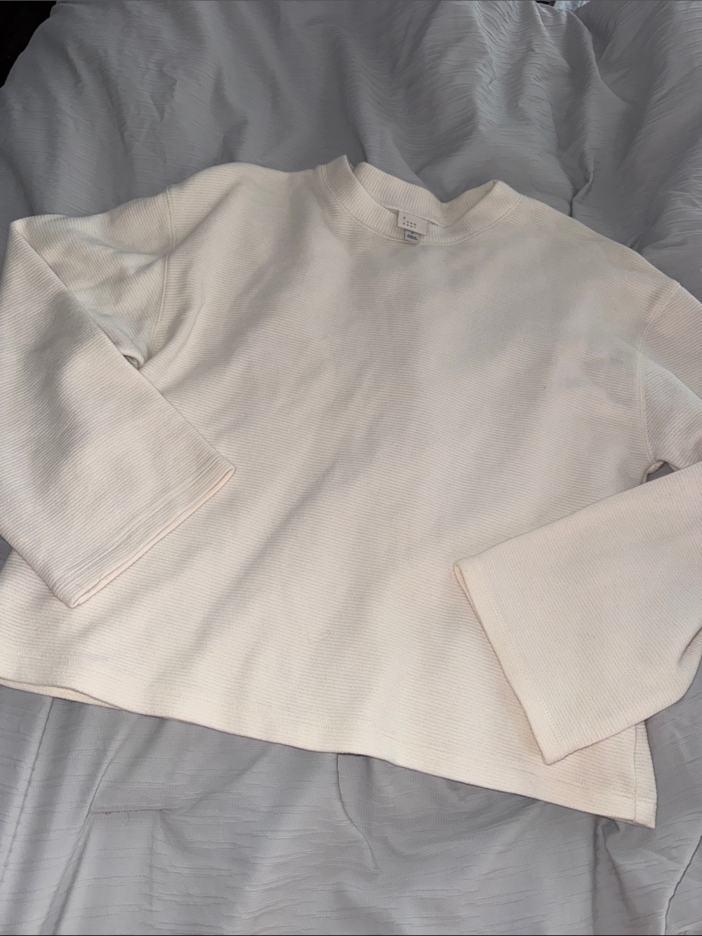 a new day Cream Ribbed Crewneck Sweater